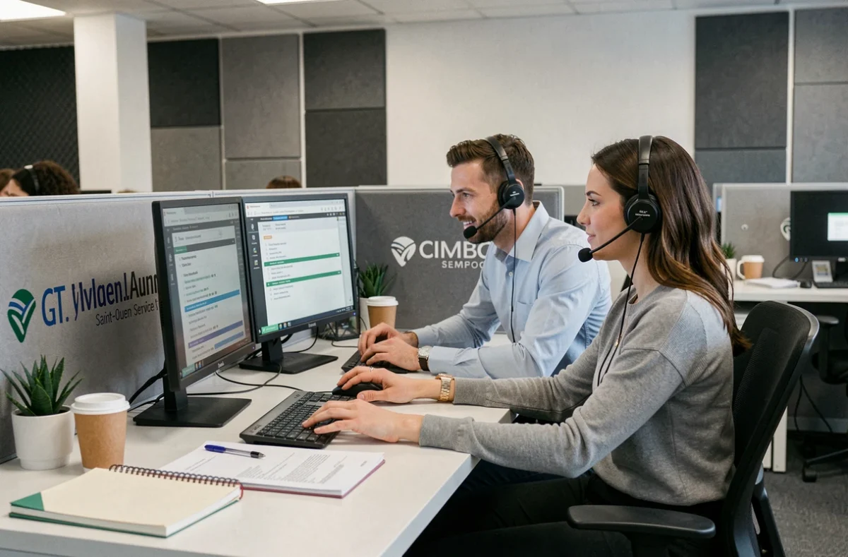 Équipe du service managé Assist Line au bureau de support client à Saint-Ouen-l'Aumône