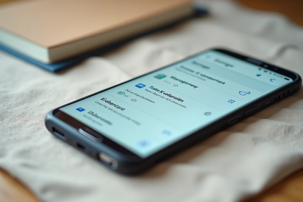 Écran de smartphone Samsung affichant les options de gestion automatique de la corbeille dans les paramètres