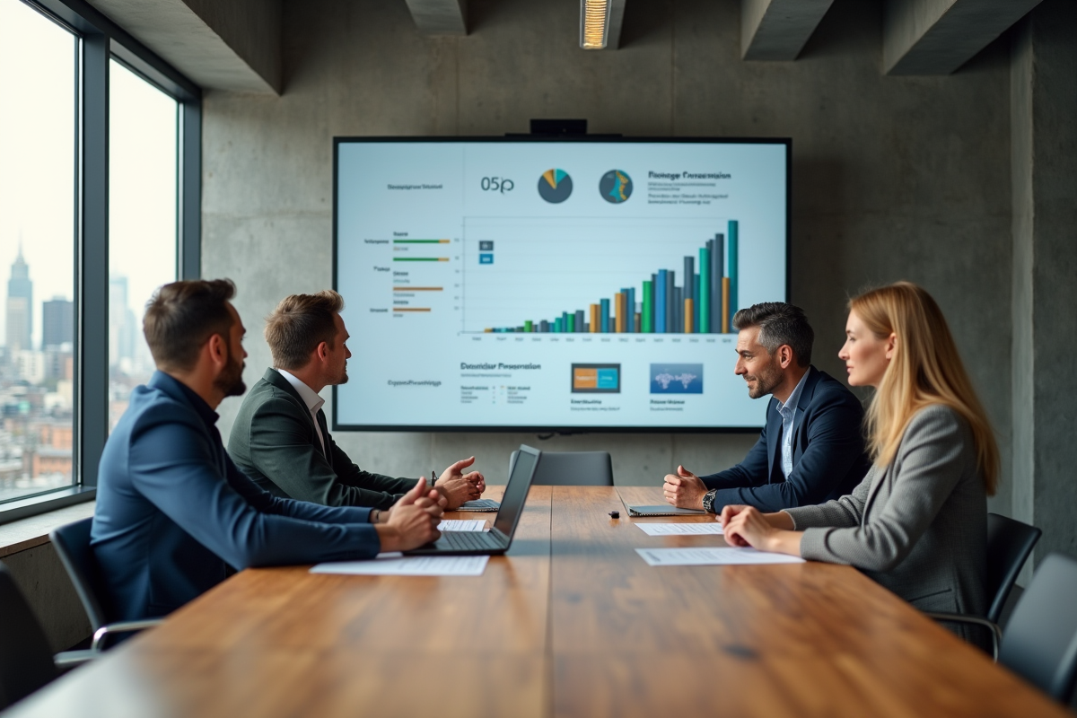 Groupe de professionnels discutant autour d