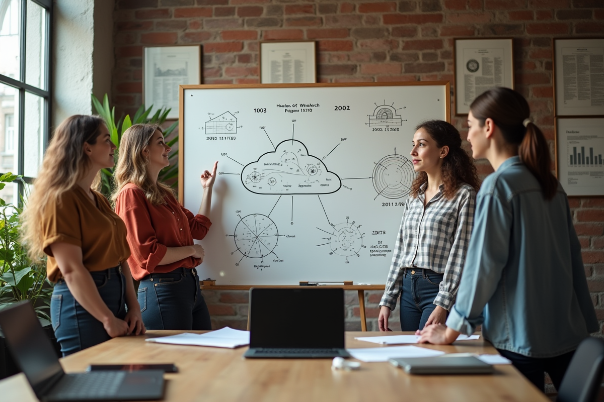 Groupe de jeunes professionnels autour d