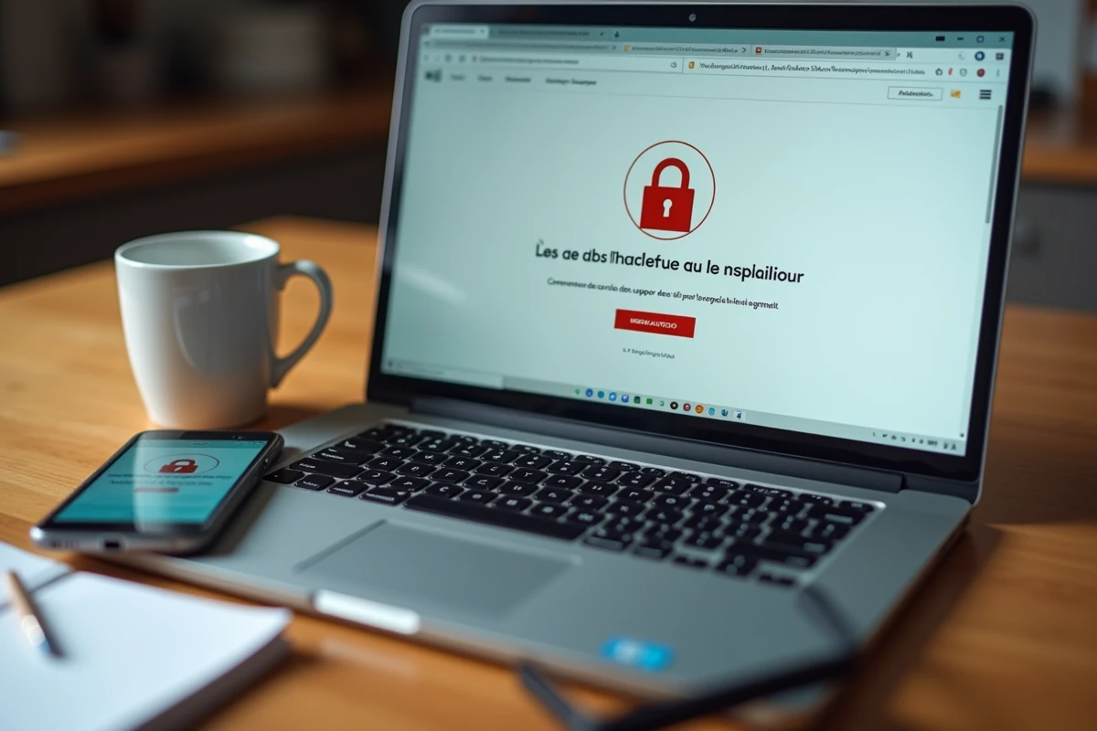 Écran d'erreur webmail Ozone avec cadenas et message de suspension de compte sur un ordinateur portable
