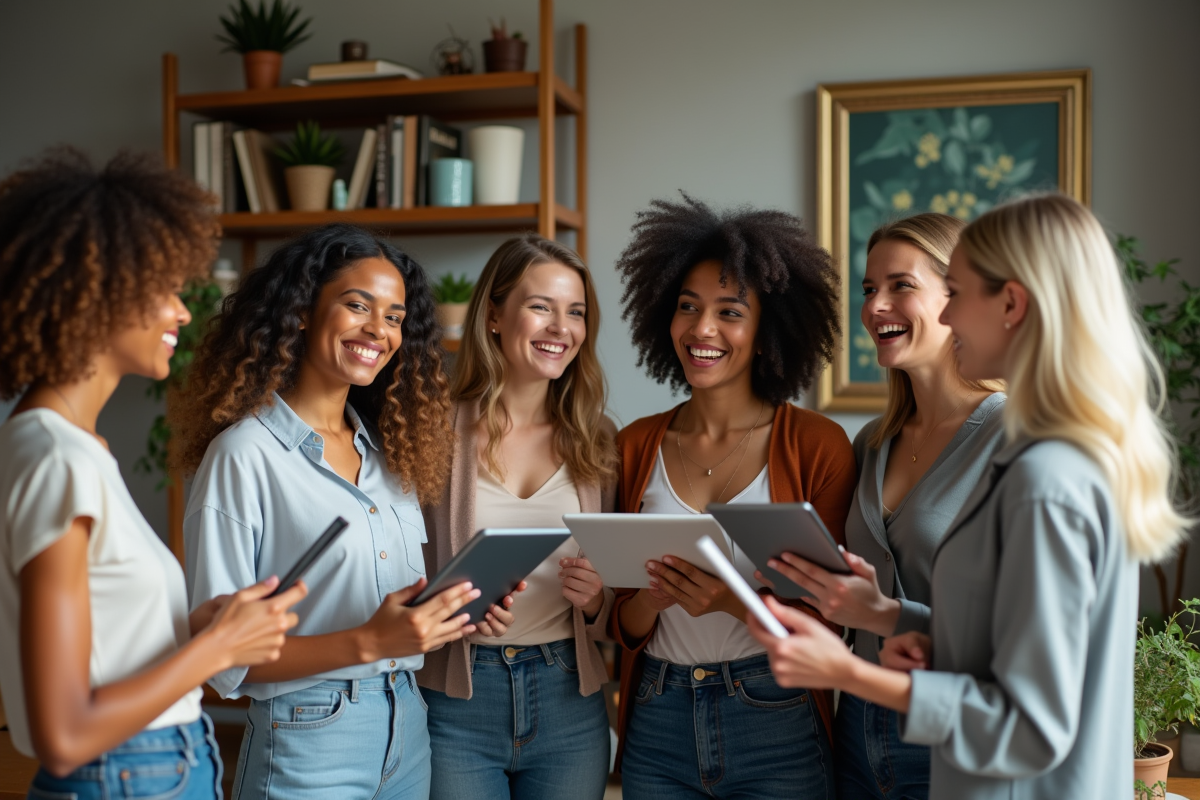 Groupe de femmes discutant dans un bureau créatif