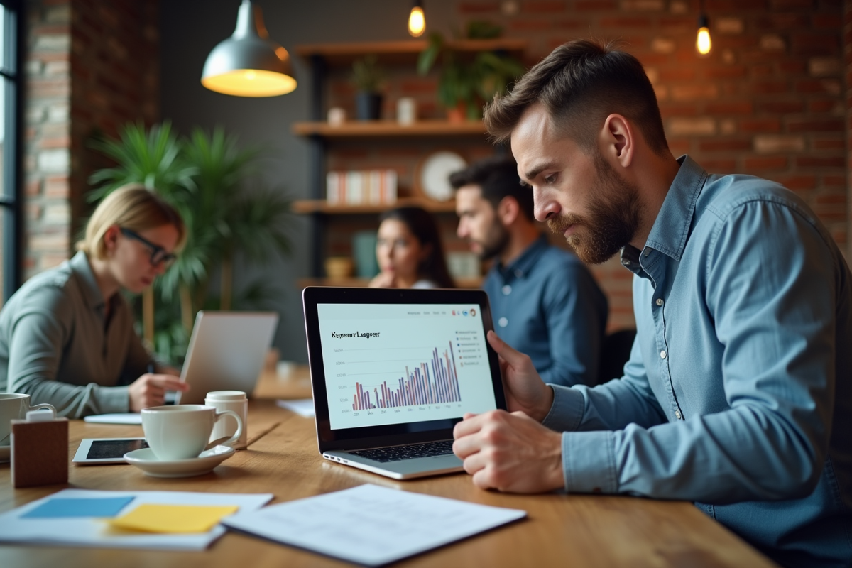 Homme d age moyen travaillant dans un espace coworking créatif
