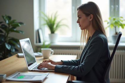 Personne travaillant sur un bureau lumineux dans un bureau moderne