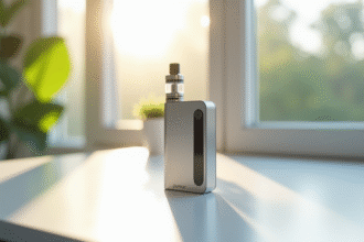 Vape Purlava sur une table blanche lumineuse