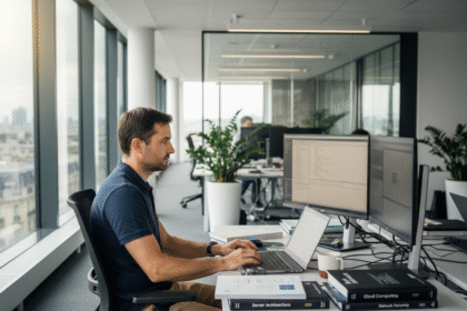 Technicien informatique homme au bureau moderne en France