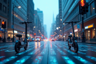 Rue de ville intelligente avec IoT et signaux lumineux