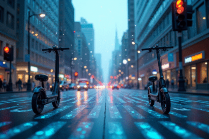Rue de ville intelligente avec IoT et signaux lumineux